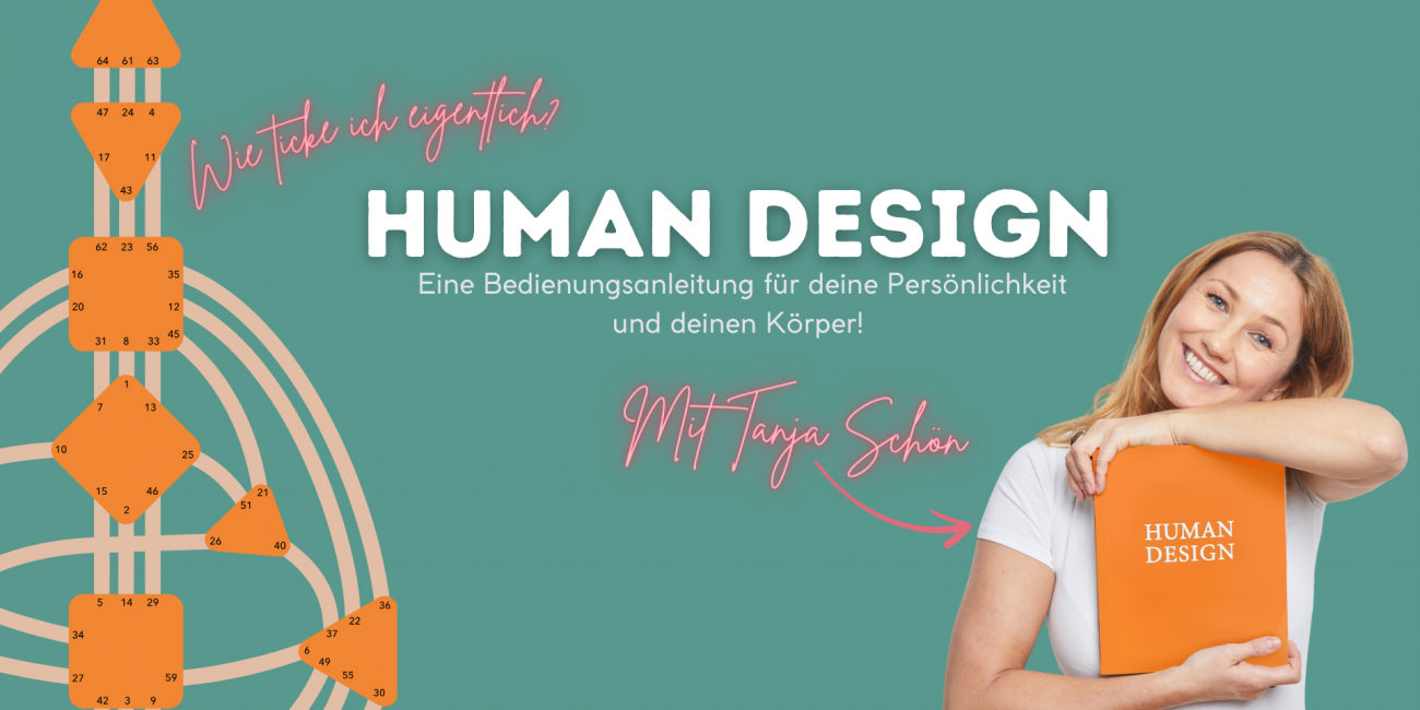 Human Design Chart mit Titel und Expertin Tanja Schön
