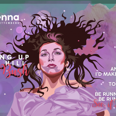 Antenna Illustration zu Kate Bush und ihrem Hit "Running Up That Hill". Der Hit der 30 Jahre nach der Veröffentlichung durch die amerikanische Netflix Serie Stranger Things wieder in die Charts gekommen ist.